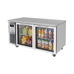 Turbo Air JUR-60-G-N J Series Glass Door Undercounter Side Mount Refrigerator, Two-Section - Image 1